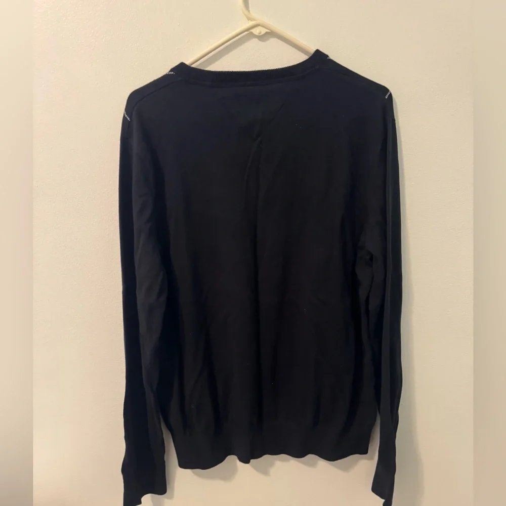 Tommy Hilfiger Argyle V-Neck Sweater Blue Pullover Size Large